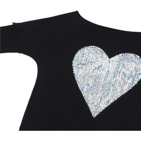 Off Shoulder Metallic Shiny Top 80s Party Shirt Long Sleeve Graphic Blouse - Picture 2 of 6